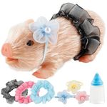 HIERTAOP Silicone Pig Silicone with Nursing Bottle and Clothing Accessories 5 Inch Lifelike Animal Pig Doll Cute Realistic Miniature Reborn Interesting Full Silicone Body Pig Toys (A)