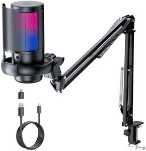 QIUOIO Gaming USB Microphone for PC: Computer Condenser Mic with Boom Arm - Recording Accessories for Gamer - Podcast Microphone Kit for Streaming