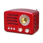 PRUNUS J-160 Retro Radio AM/FM/SW Vintage Radio with Bluetooth Speaker, Small Radio with 1800mAh Rechargeable Battery Operated Radio Supports TF Card/AUX/USB MP3 Player