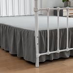 xuan dian Bed Skirt Queen Size Ruffled Bed Skirts with Split Corners, 14 Inch Drop Dust Ruffle Bed Skirt with Platform, Gray