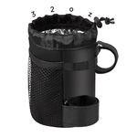 Bike Water Bottle Holder Bag for Kid Adult, Caudblor Insulated Bicycle Coffee Cup Holders with Phone Storage, Black Handlebar Drink/Beverage Container for Walker/Cruiser/Exercise/Mountain Bike…