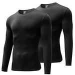 INNERSY Mens Thermal Underwear Black Base Layer Tops Long Sleeve Warm Winter Pyjamas Top 2 Pack (XL, Black)