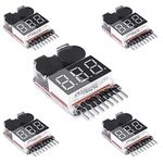 5 Pcs 2in1 1-8s Lipo Battery Voltage Tester,RC Low Voltage Buzzer Alarm,Battery Monitor Checker Tester for 1-8s Lipo/Li-ion/LiMn/Li-Fe