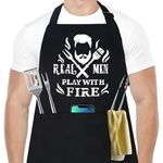 Funny Apron Gifts for Men, Husband, Boyfriend, Brother - Men's Anniversary, Fathers Day, Christmas Day,Birthday Gifts for Husband - Munzong Grill Kitchen Chef Funny Aprons for Men