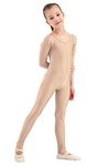 Kepblom Girls Scoop Neck Long Sleeve Unitard Bodysuit Dancewear For Child