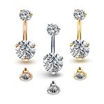 Belly Button Rings Round Cubic Zirconia Navel Barbell Stud Body Piercing (3PCS/10mm)