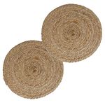 HomeStorie® Eco-Friendly Jute Round Mats - Ideal for Coffee Table/Bedside Table/Center Table/Coasters for Dining Table Heat Pad - 25 cm [10 inch] Pack of 2 (AR2832 X 2)