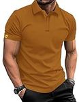 TARAINYA Mens Polo Shirts Quick-Dry Cool Short Sleeve Sports Golf Tennis Shirt for Men Polo Homme Brown L