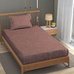 Trance Home Linen 100% Egyptian Cotton 300TC Long Staple Jacquard Weave Bed Sheets Flat Bedsheet Single Bed Size Flat Bedspread with 1 Pillow Cover (54 x 90 inch, Dusty Rose)