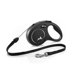 Flexi New Classic Cord Black Small 8m Retractable Dog Leash/Lead for dogs up to 12kgs/26lbs