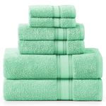 Luxury Bath Towels Set - 6 Piece Set, 100% Cotton Bathroom Towels, Zero Twist, Quick Dry Shower Towels, Soft Absorbent Bath Towel, 2 Bath Towels, 2 Hand Towels, 2 Wash Cloths - Aqua Sky