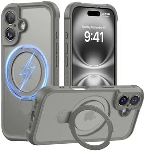 MOCCA Design for iPhone 16 Case with Magnetic Invisible Stand [Full Camera Protection] [Compatible with Magsafe] Military Drop Shockproof Translucent Matte Phone Case Cover 6.1",Titanium Gray