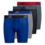 adidas Boys' Kids Performance Long Boxer Briefs Underwear (4-Pack), Onix Grey/Grey/Scarlet Red, Large