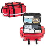 Damero Medical Supplies Bag Empty, First Responder Aid Bag with Detachable Dividers and Top Buckles, Nurse Bag Ideal for Trauma, Home Health, Nurse, Red