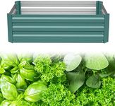DKIEI Raised Beds Garden Raised Planters, Galvanised Steel Powder Coated Metal Raised Garden Kit for Plants Vegetables Flowers & Herbs Growing, 120x90x30cm Bottomless Planter Green