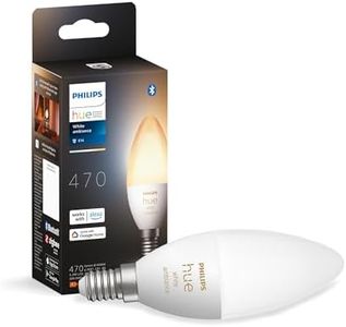 Philips Hue White Ambiance Smart Light Bulb E14 Small Edison Screw with Bluetooth. Compatible with Alexa