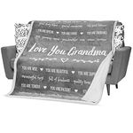 FILO ESTILO Grandma Blanket, Grandma Gifts from Granddaughter, Grandchildren, Unique Grandmother Birthday Gifts, Throw Filled with Words of Love & Appreciation 152x127 cm (Grey, Sherpa)