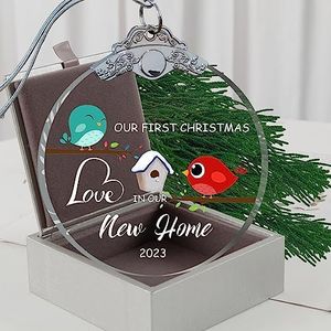 House Warming Gifts New Home Ornament 2023 Glass 3" with Gift Box, First Christmas in Our New Home Bird Ornament for Couple, New House Gifts for Home Decoration-New Home 4