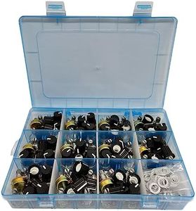 MOGAOPI 110Pcs Potentiometer Kit, Potentiometer Knobs, 11 Values 500 1K 2K 5K 10K 20K 50K 100K 250K 500K 1M Ohm Potentiometers Assortment Kit, 3 Pin Terminals Potentiometer with Cap Nuts and Washer