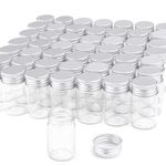 DMuuuDM 50 Pack,20ml Clear Glass Essential Oil Bottle,Empty Refillable Travel Glass Liquid Sample Vial Decorations Preservation Storage Vials Test Jars Container with Aluminum Lids-1.18" W x 2" H