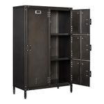 NODHM Steel Wardrobe Cabinet Locker, Rustic Metal Storage Locker with Adjustable Shelf, 4 Lockable Door and Hanging Rod, Vintage Locker Cabinet for Living Room, Bedroom, Home Office, Assembly required