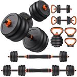 FEIERDUN Adjustable Dumbbells, 50lbs Free Weight Set with Connector, 4 in1 Dumbbells Set Used as Barbell, Kettlebells, Push up Stand, Fitness Exercises for Home Gym Suitable Men/Women