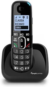 Amplicomms BigTel 1500 Cordless DECT Large Buttons Phone, Audio Boost, Extra Loud Ringtones, Hearing Aid Compatible, Call Protection