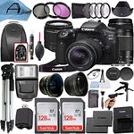 Canon EOS 90D 32.5MP DSLR Camera with EF-S 18-55mm is STM & EF 75-300mm Daul Lens Kit, 2 Pack SanDisk 128GB Memory Card, Backpack, Flash Light, Tripod and A-Cell Accessory Bundle