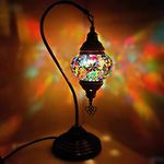 World Home Living Handmade Bronze Turkish Moroccan Arabian Eastern Bohemian Tiffany Style Bedside Glass Mosaic Beautiful Table Desk Lamp Lamps Light - UK Tested and Approved (15)