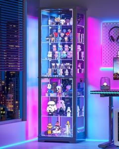 dnbss Display Cabinet with APP Control RGB Lights and Glass Doors, 71" Tall