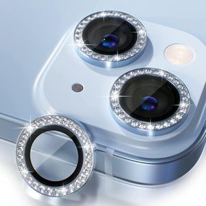 MAHIX Diamond Camera Lens Protector for IPHONE 14/14 Plus, 15/15 PLUS (BLUE), Aluminium Alloy Ring Camera Cover, UHD 9H Camera Glass, (BUY 2 GET 1 FREE)
