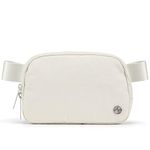 Pander Double Zipper Fanny Pack Nylon Everywhere Belt Bag, Fashion Waist Packs for Women with Adjustable Strap, 1L. (White Opal)