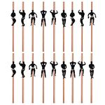 BEHAHAI 18pcs Hen Party Naughty Straw,Bachelorette Straws Hen Party Cocktail Straws Dancing Men Straws Male Stripper Rose Gold Paper Straws Hen Do Straws for Bachelorette Party Decoration Accessories