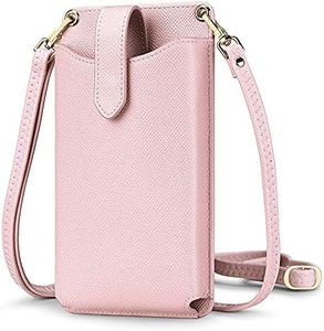 Peacocktion Small Crossbody Cell Phone Purse for Women, Lightweight Mini Shoulder Bag Wallet with Credit Card Slots (Pink)