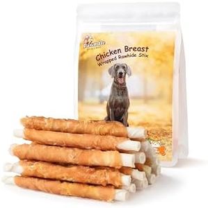 Pawmate Chicken Wrapped Rawhide Sticks, Long Lasting Dog Treats High Protein Dog Chews Trainning Snacks Natural Chicken Treats for Small Medium Large Dogs 20-21 Count