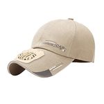 SECRET DESIRE Men Cotton Outdoor Cooling Fan Hat Baseball Cap Sun Hat Outdoor Camping Light Khaki, Free Size