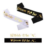 Bachelorette Party Decorations, Bachelorette Sash Set Bride to Be and Groom to Be Sash Bachelor Party Accessories for Engagement Wedding Bridal Shower, White and Black