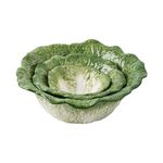 KXZ Artisanal Bok Choy Ceramic Bowl Trio - Nesting 60oz, 16oz, 5oz - Oven to Table Elegance, Dishwasher Safe