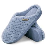 LongBay Women’s Soft Flannel Memory Foam Slippers Slip on House Shoes Indoor Outdoor（5-6，Blue）