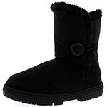 Holly Womens Single Button Faux Faux Waterproof Rain Winter Snow Boots - Black - 5 - BLA38 AEA0145