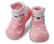 Dookeh Baby Shoes Boys Girls First Walking Shoes Non Slip Soft Sole Sneakers Toddler Infant Babygirl Sock Shoes (A2-Pink, us_Footwear_Size_System, Toddler, Age_Range, Medium, 6_Months, 9_Months)