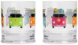 Flamefield CAM693A Camper Smiles Short Tumbler Glasses (Pack of 2)