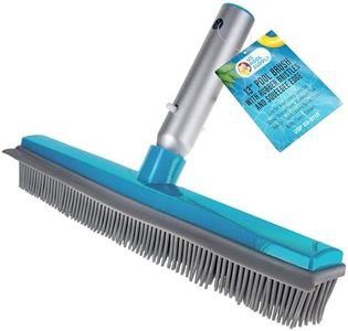 U.S. Pool Supply 13" Pool Brush with Rubber Bristles and Squeegee Edge - Safe for Vinyl Liners, Ideal for Above-Ground Pools, Aluminum Pole Handle - Scrub Leaves Debris from Walls, Floors, Corners