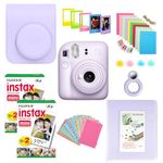 Clikoze Instant Camera Bundle with Fujifilm Mini 12 Lilac Purple Camera, Fujifilm 40 Shot Mini Film, Clikoze Mini 12 Case, Mini Album Book, Film Stickers, Colour Filters and Accessories