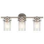 Kichler Brinley 24" Vanity Light in Brushed Nickel, 3-Light Farmhouse Bathroom Vanity Light with Clear Glass, (24" W x 10" H), 45689NI