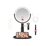 B Beauty Planet Magnifying Mirror with Light 30X/1X Double Sided, Lighted Makeup Mirror with Magnification&Tweezer,3 Colour Modes with Adjustable Brightness&Height, 360° Rotation Detachable(black)