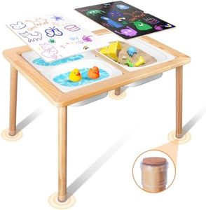 TERRAMUS Children's Tables, Multifunctional Sensory Table, Play Sand and Water Table with 3 Storage Bins, Kid's Desk for Art, Drawing, Studying and Playing, Wooden Activity Table for Indoor Outdoor