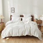 Simple&Opulence King Duvet Cover Set-100% Linen Duvet Cover-1 Breathable Soft Quilt Cover with 2 Pillowcases-Luxury Hypoallergenic Flax Linen Bedding-White