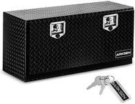 ARKSEN 36 Inch Heavy Duty Aluminum Diamond Plate Tool Underbody Box, Waterproof Square Truck Storage Organizer Chest for Pick Up Truck Bed, RV Trailer with T-Handle Lock and Keys - Black