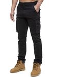 989Zé ENZO Mens Cargo Combat Pants Straight Leg Regular Fit Chino Trousers EZ425 BLK 34W / 34L